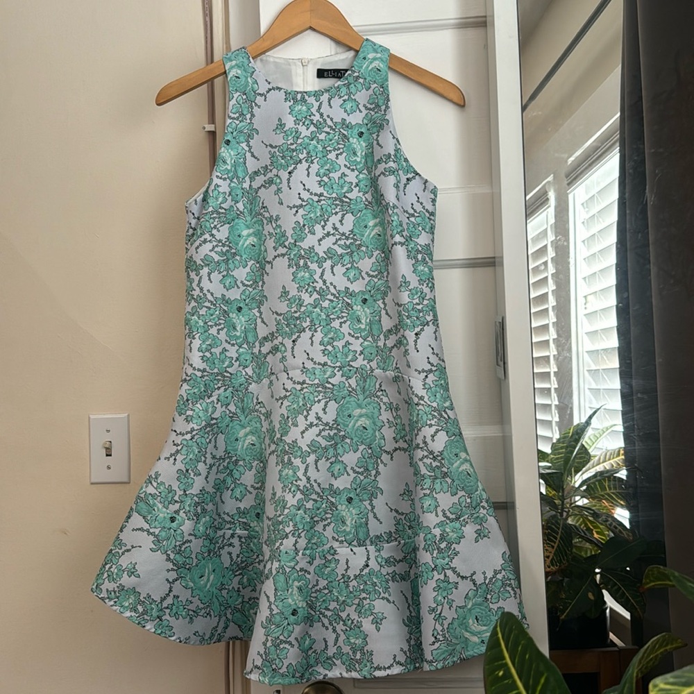 Elliatt drop waist floral jacquard dress XS